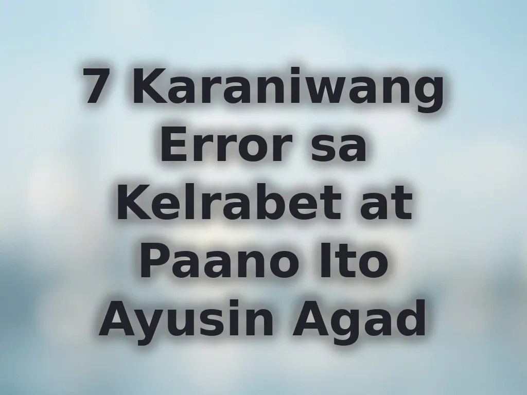 Ayusin ang Errors